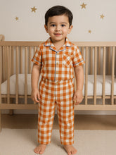 Brown Sugar Gingham Cotton Shirt & Pants Pyjama Set