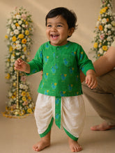 Playful Green Printed Kurta Dhoti Set