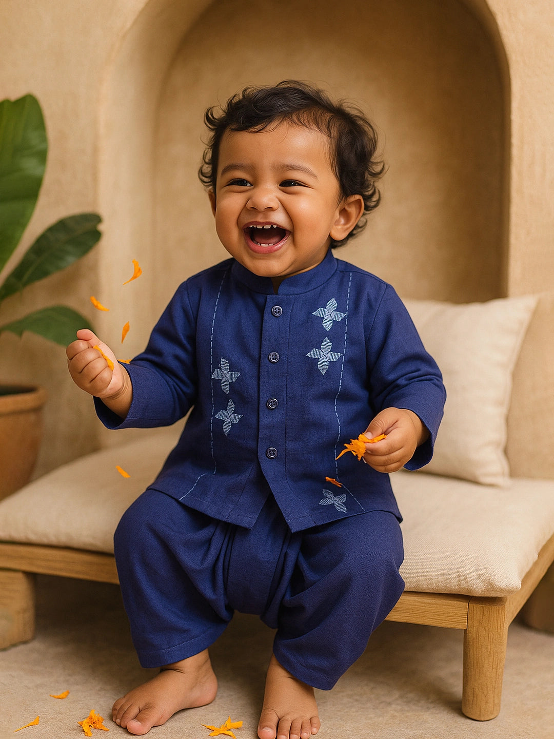 Blue Embroidered Dhoti Kurta Set