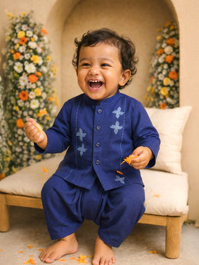 Blue Embroidered Dhoti Kurta Set