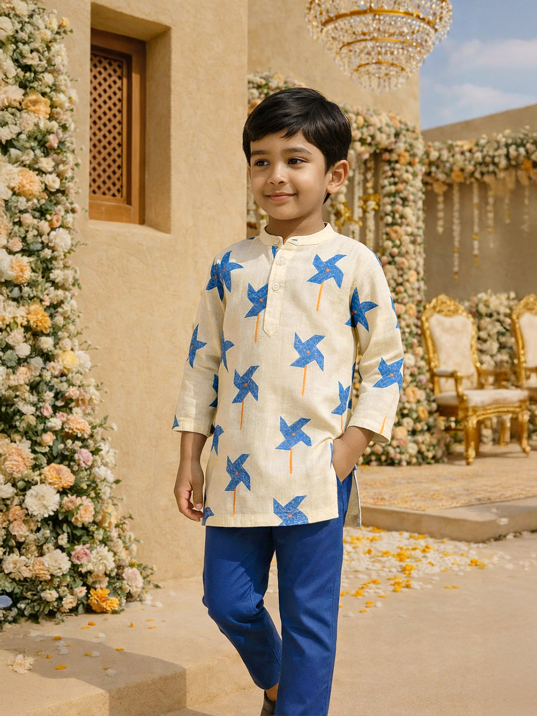 Pinwheel Printed Kurta Pajama Set