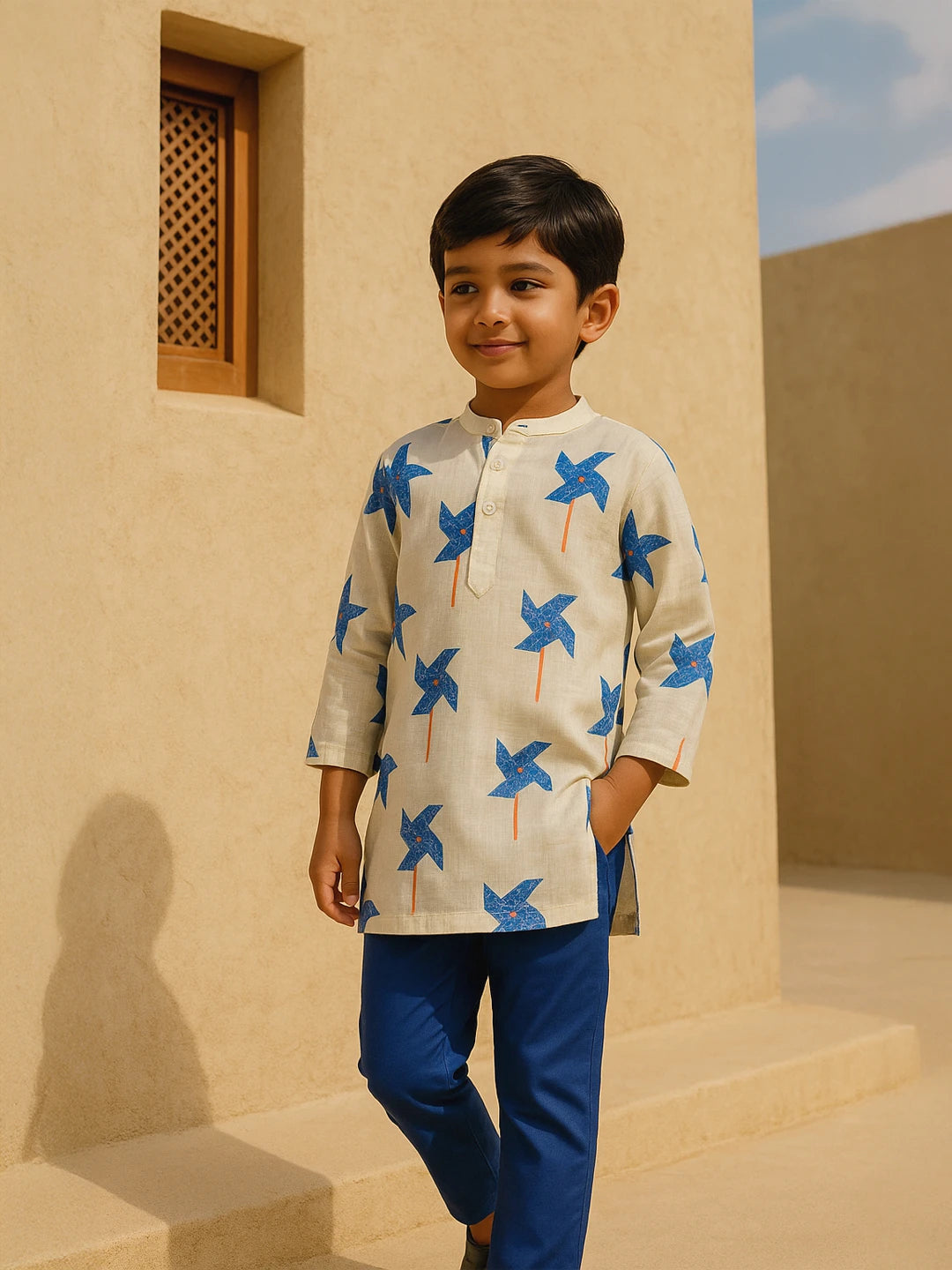 Pinwheel Printed Kurta Pajama Set