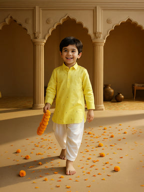 Yellow Pathani Kurta Set