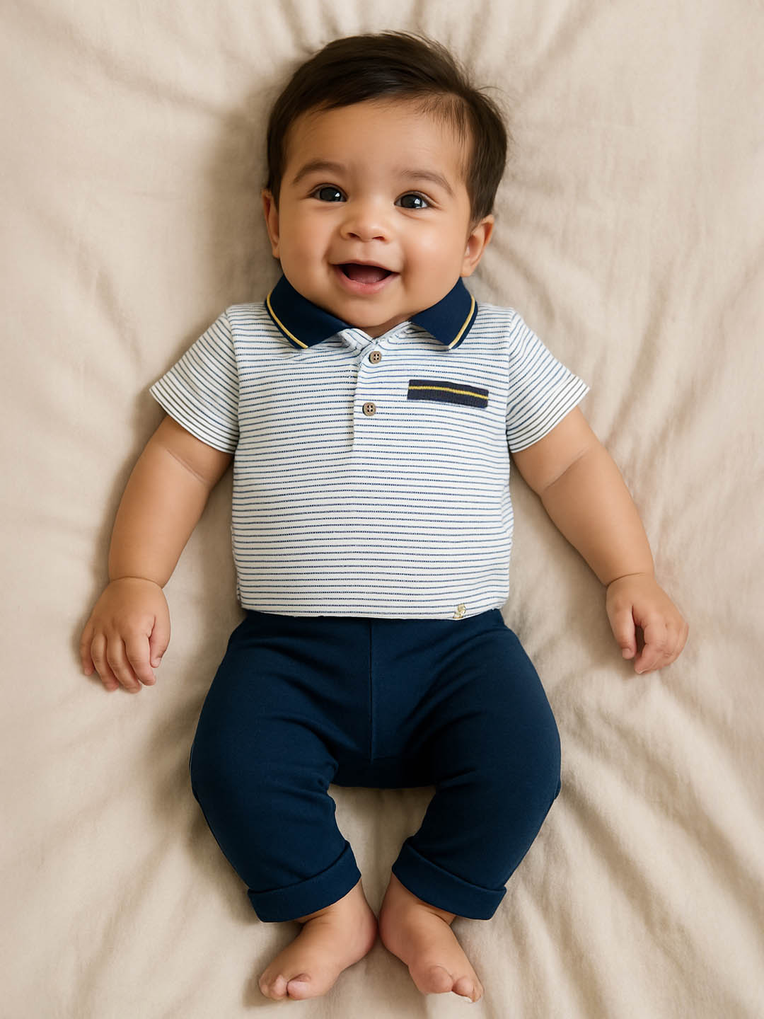 Smart Striped Cotton Tee & Pants Set