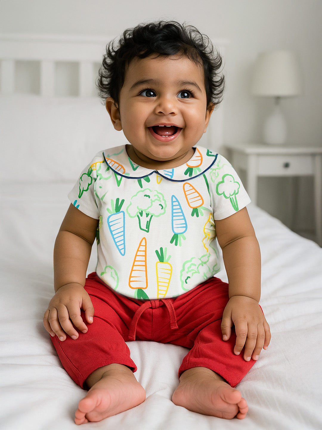 Happy Carrot Cotton Bodysuit & Pants Set