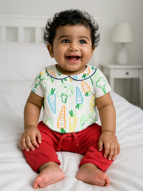 Happy Carrot Cotton Bodysuit & Pants Set