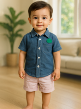 Happy Tree Cotton Shirt & Striped Shorts Set