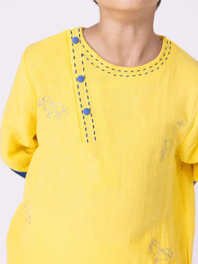 Happy Animal Yellow Kurta