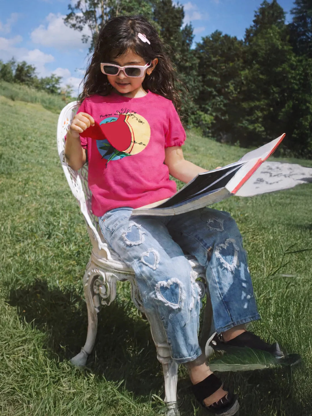 Girls Graphic T-Shirt & Denim Set