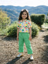 Girls Floral Print Top & Solid Pants Set