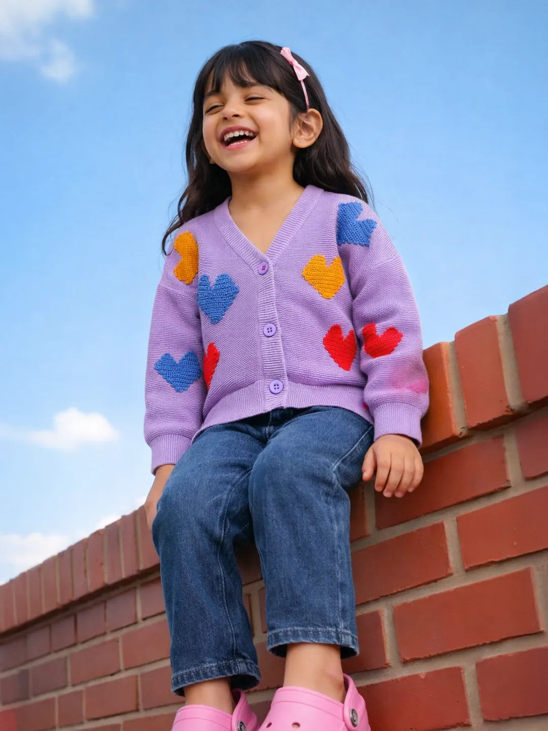 Digi Hearts Crochet Cotton Cardigan