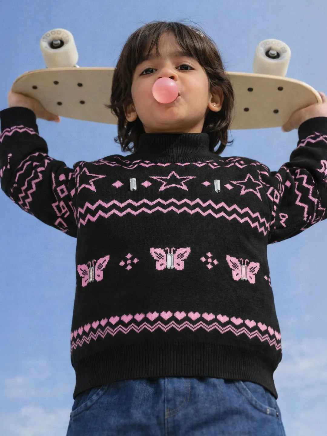 Butterfly High Neck Cotton Pullover Sweater