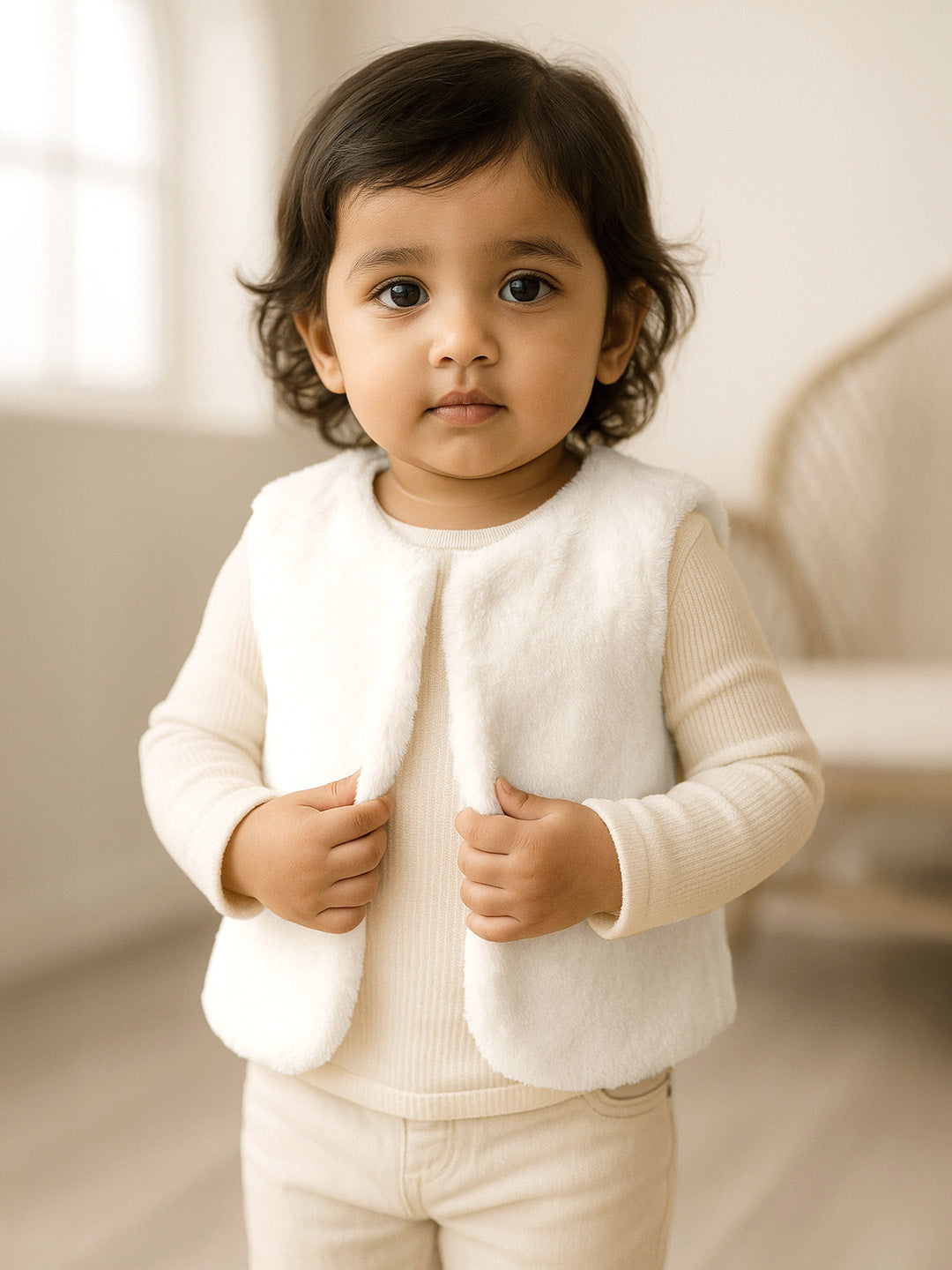 White Fluffy Gilet