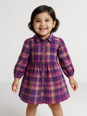 Collared A-Line Plaid Dress