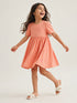 Peach Textured Short Sleeve Dress