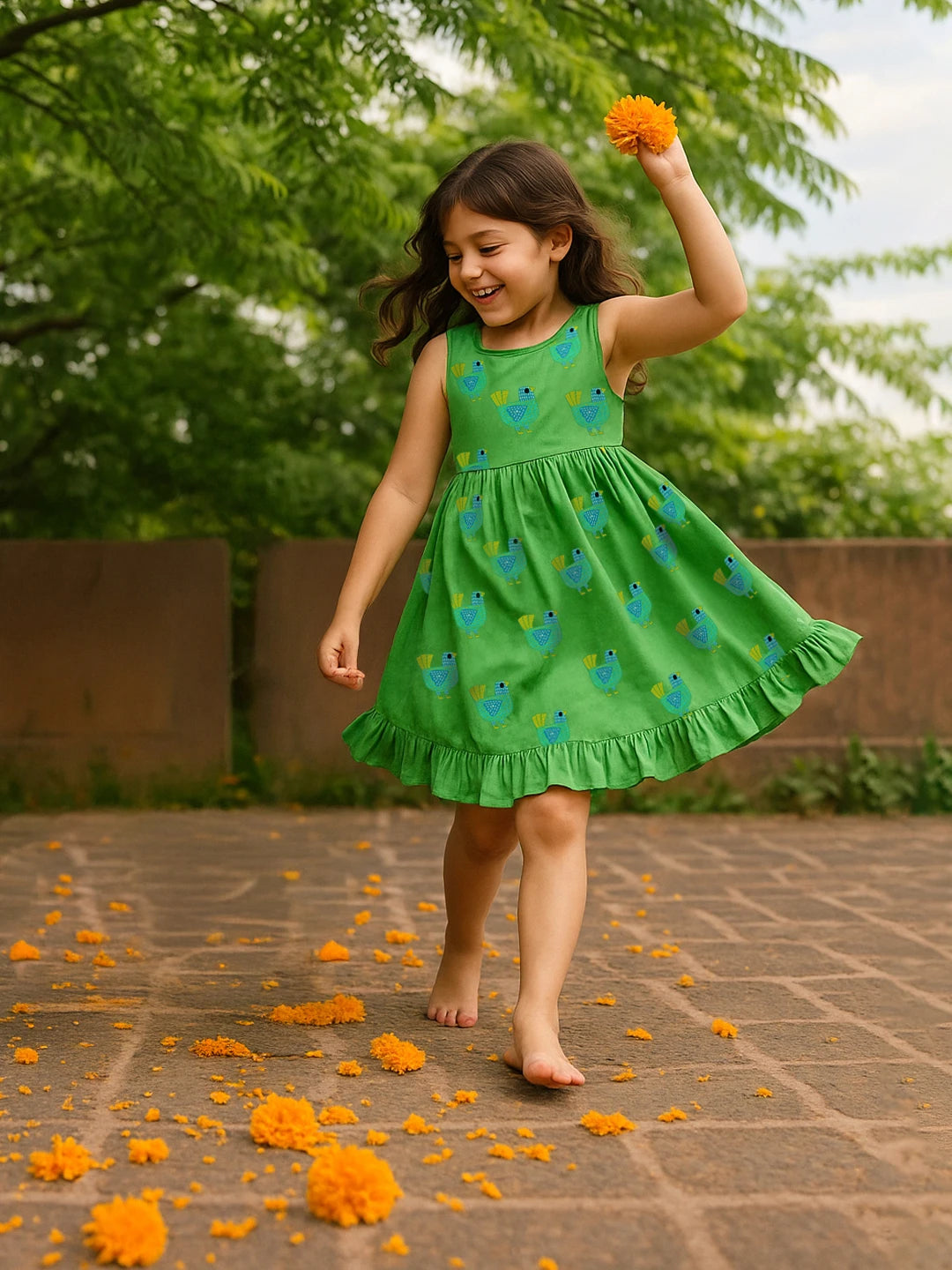 Parrot Play Printed Cotton Dress
