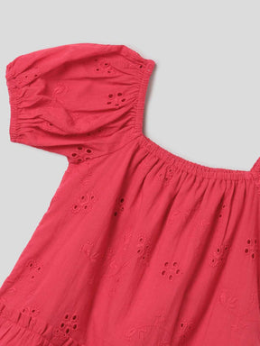 Red Schiffli Poplin Dress Somersault