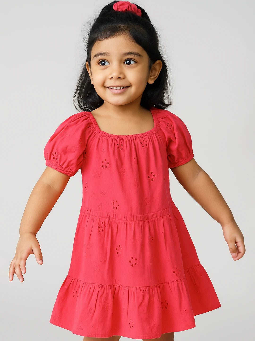 Red Schiffli Poplin Dress