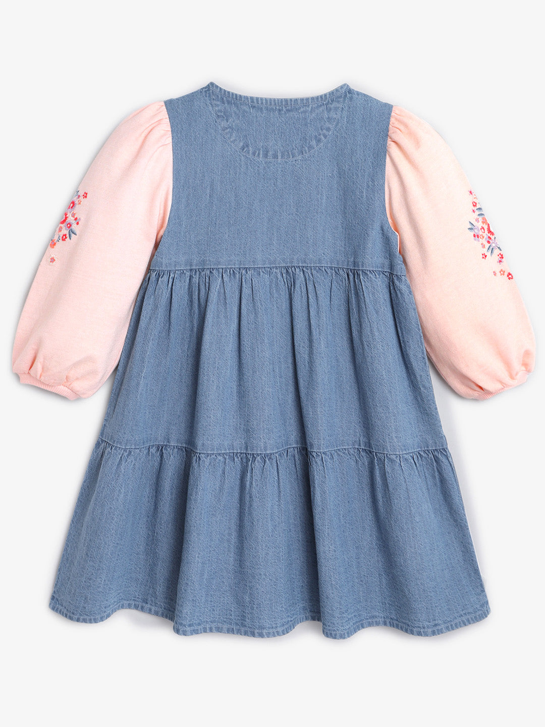 Denim Dress With Floral Sleeves
