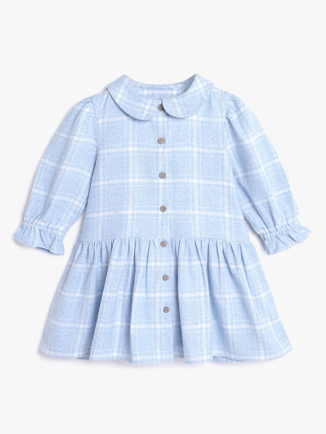 Checkered Frill Sleeves Dress