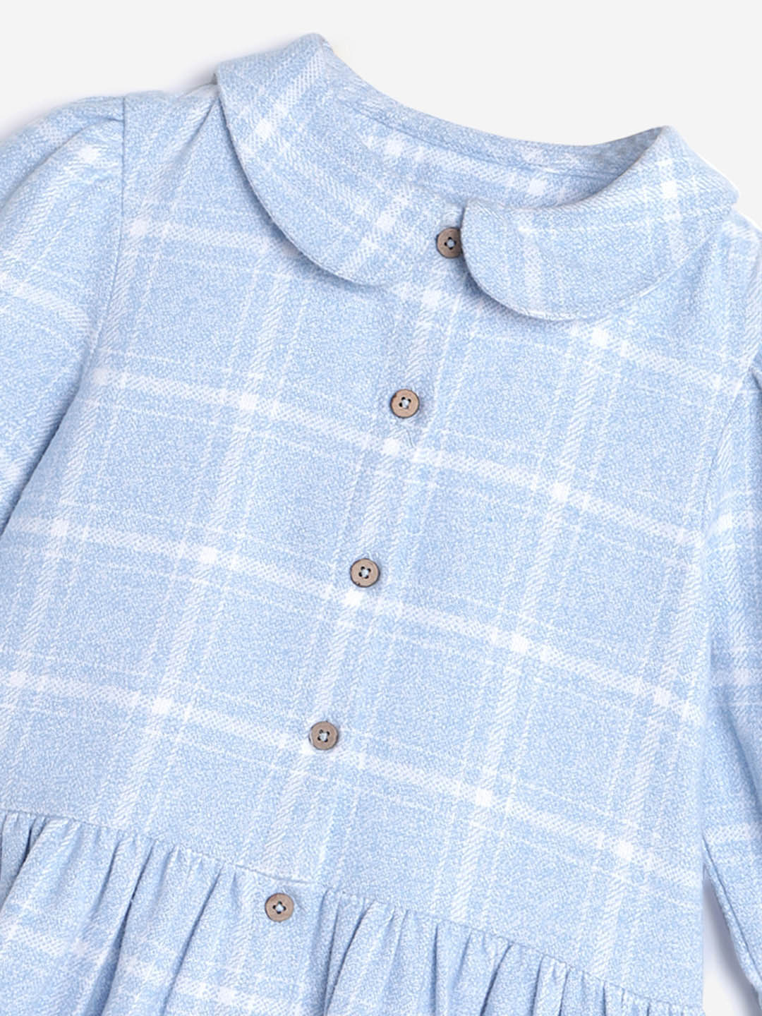 Checkered Frill Sleeves Dress