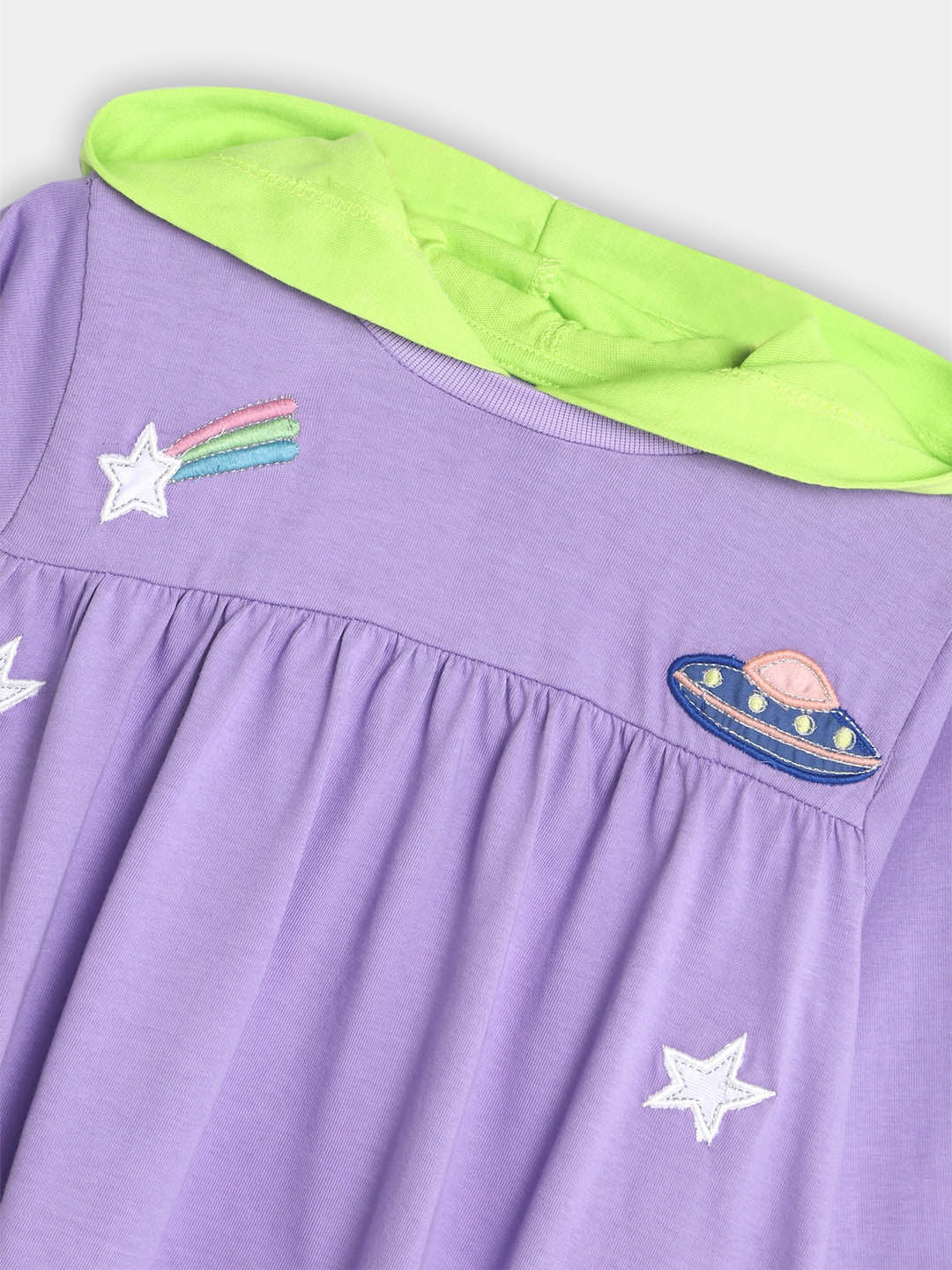 Space Embroidered Hooded Dress