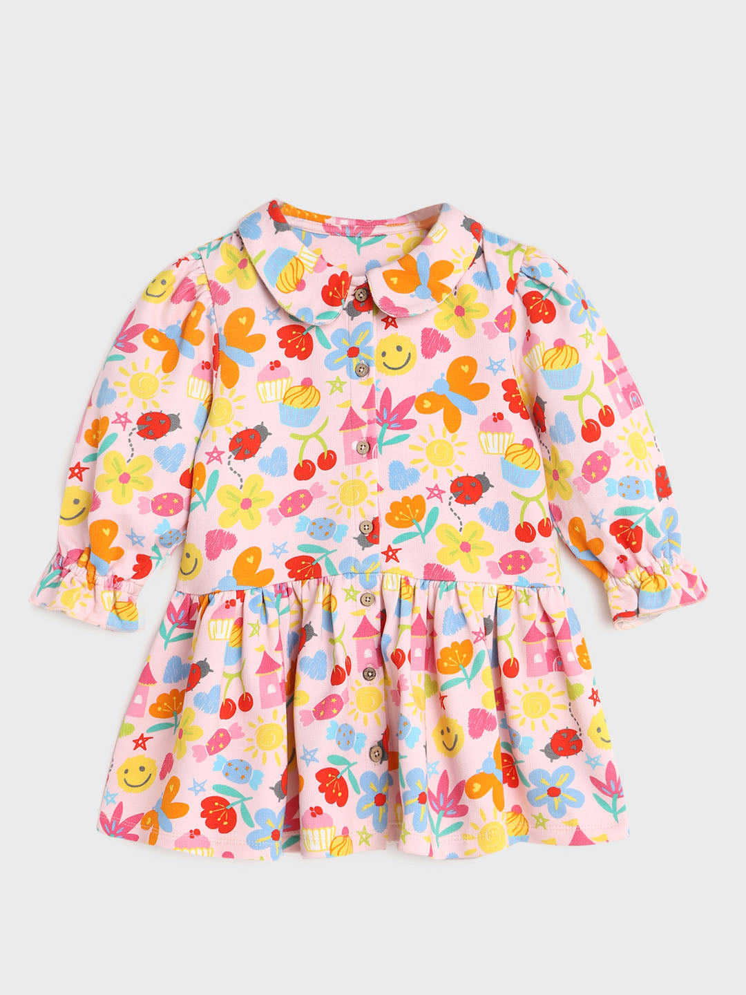 Printed Wrapper Sleeves Dress