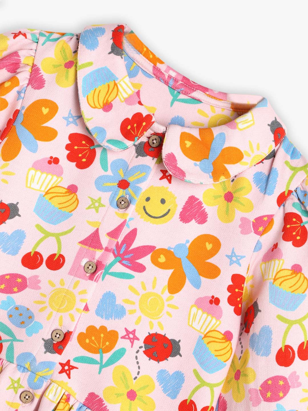 Printed Wrapper Sleeves Dress