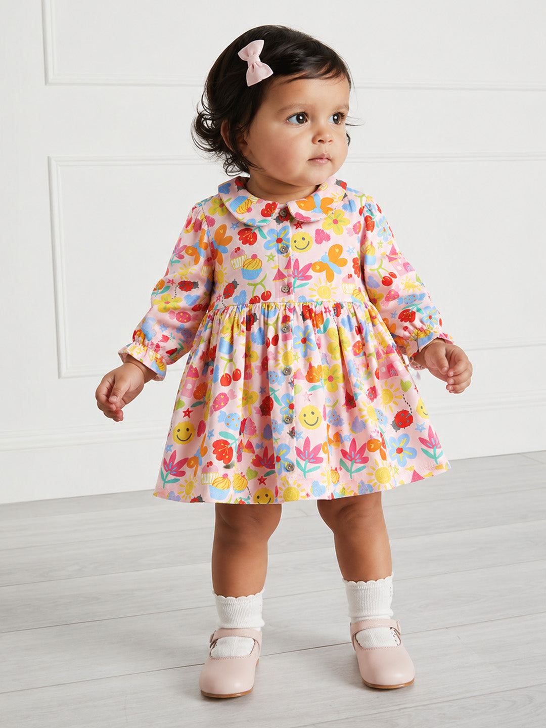 Printed Wrapper Sleeves Dress
