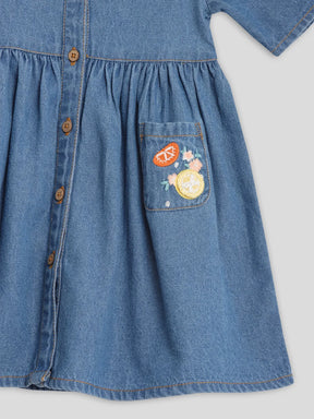 Citrus Cotton A-Line Denim Dress