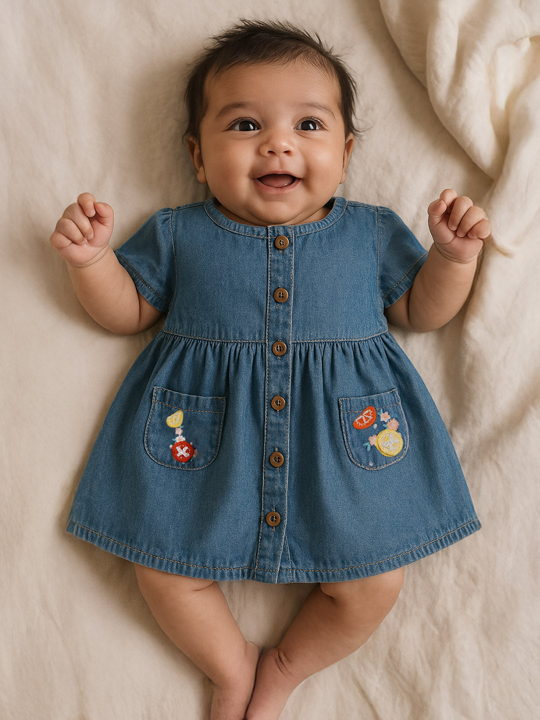 Citrus Cotton A-Line Denim Dress