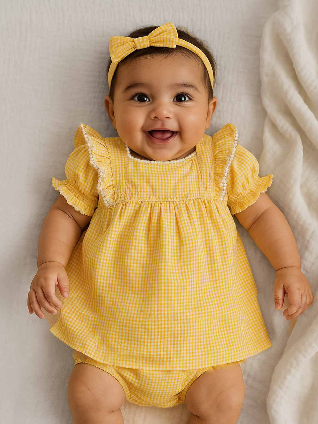 Citrus Gingham Dress with Bloomers