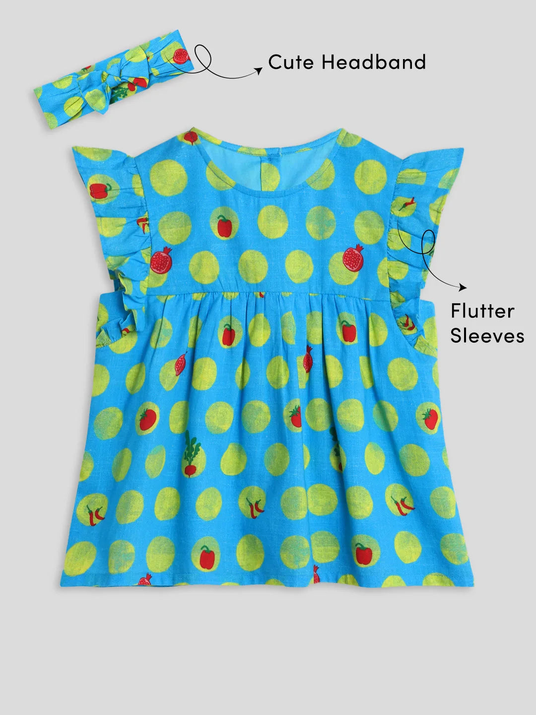 Printed Cotton Dress with Headband