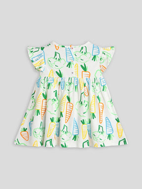 Carrot & broccoli Cotton A-Line Dress