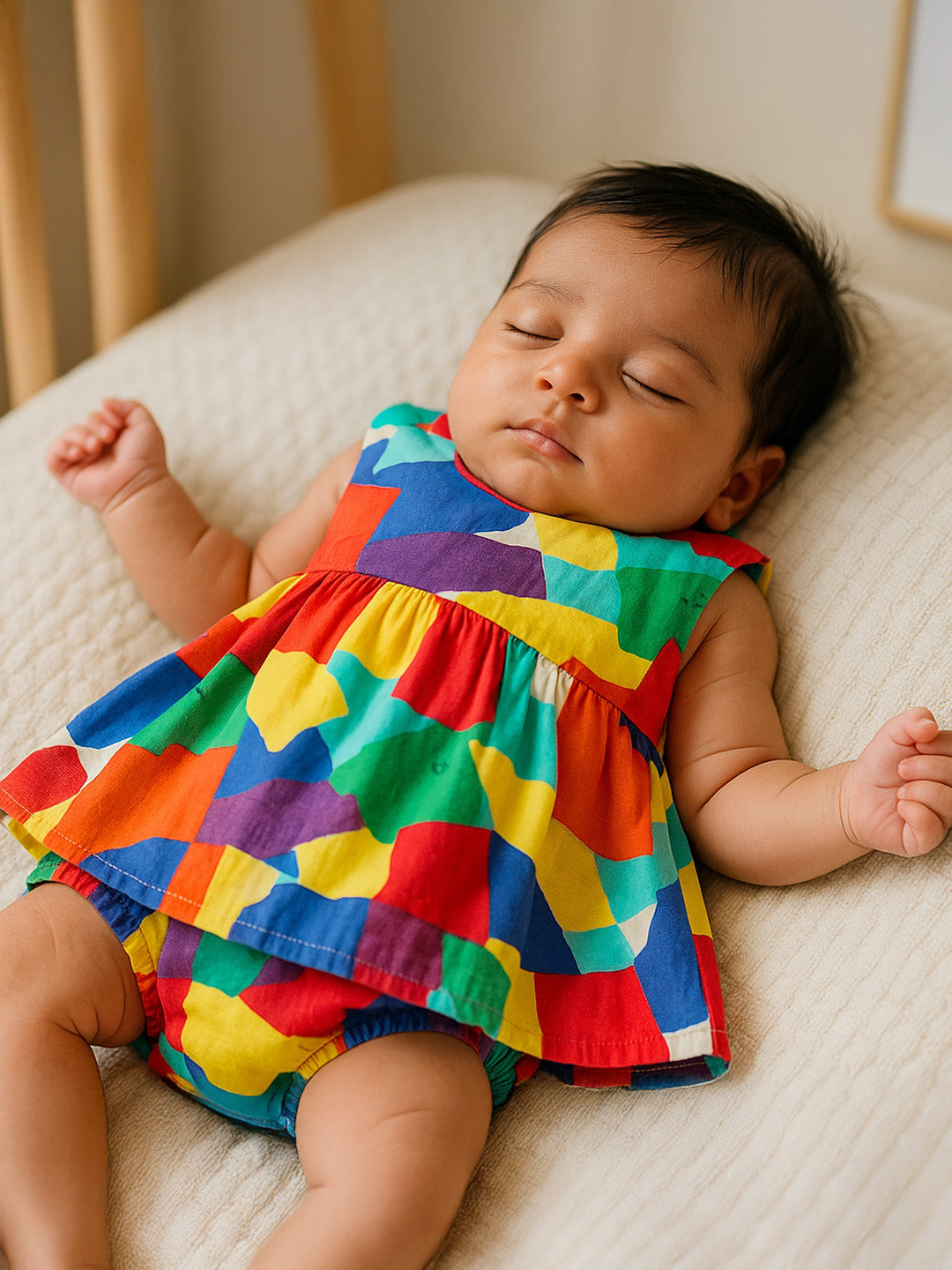 Papercutting Cotton A-Line Dress with Bloomers