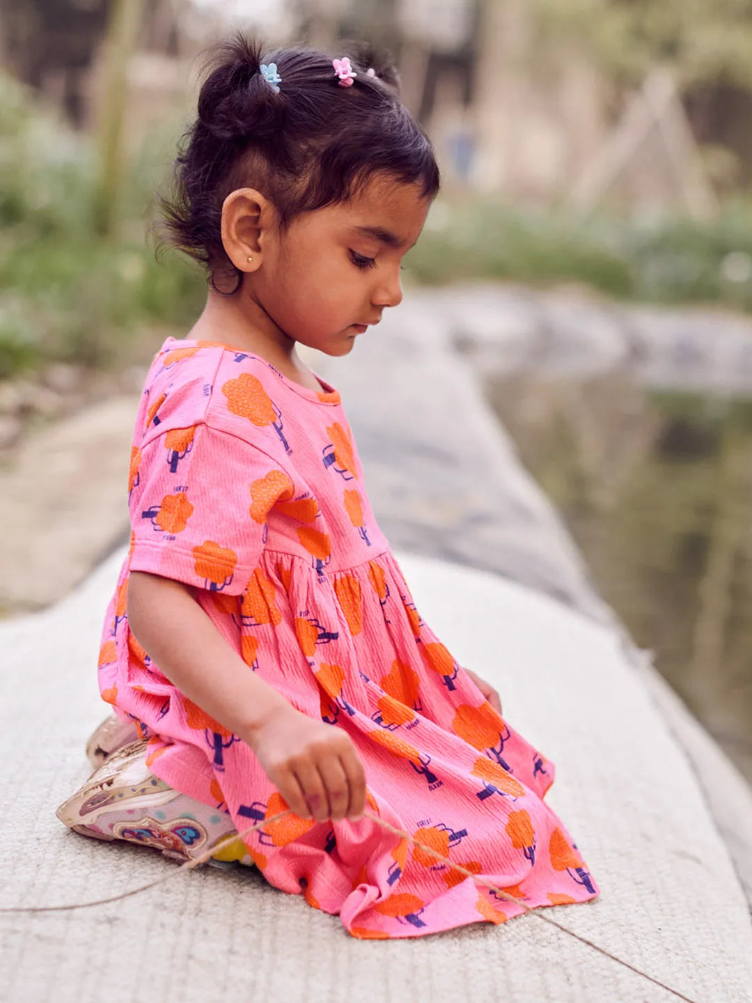 Printed Cotton A-Line Dress