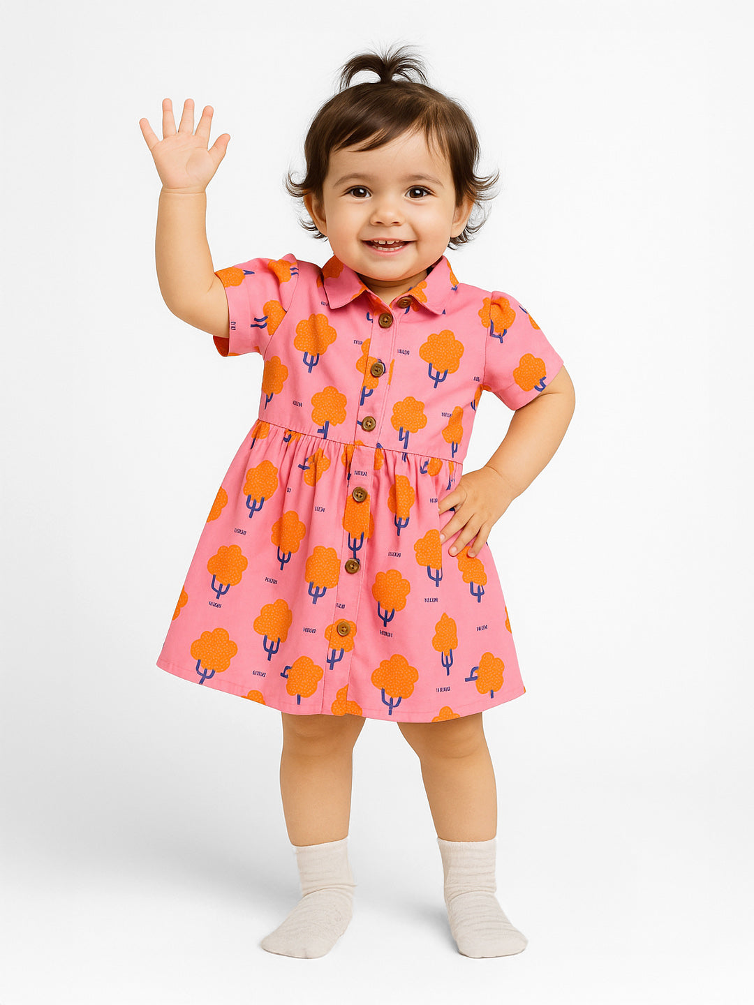 Bloom Ruffle Trim Cotton A-Line Dress