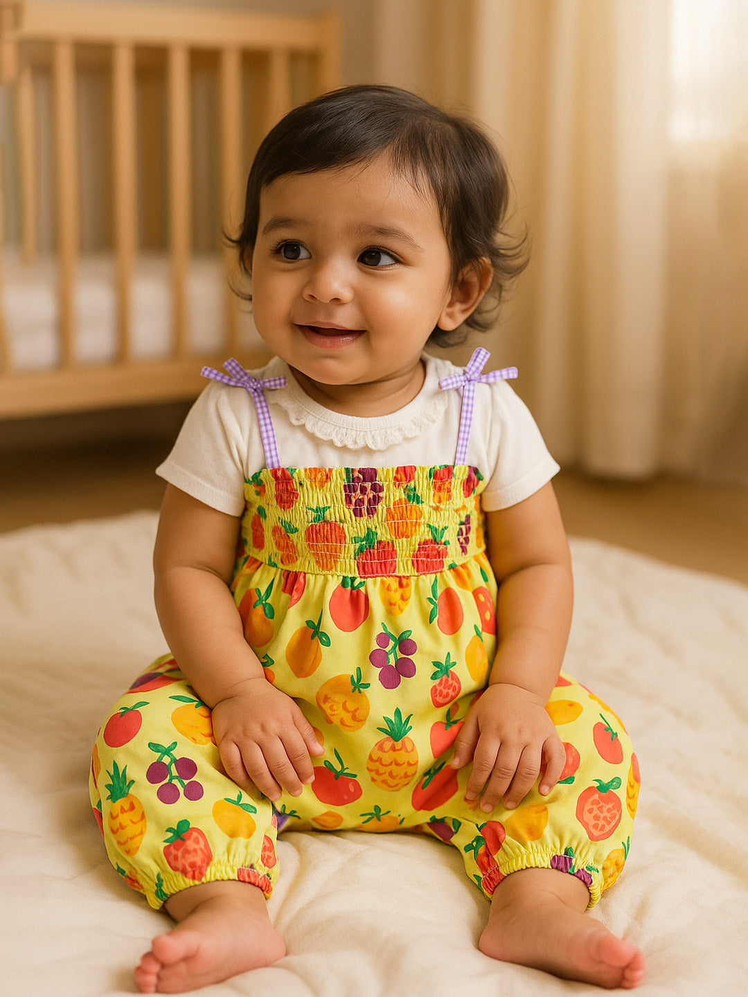 Very Fruity Cotton Romper with Bodysuit