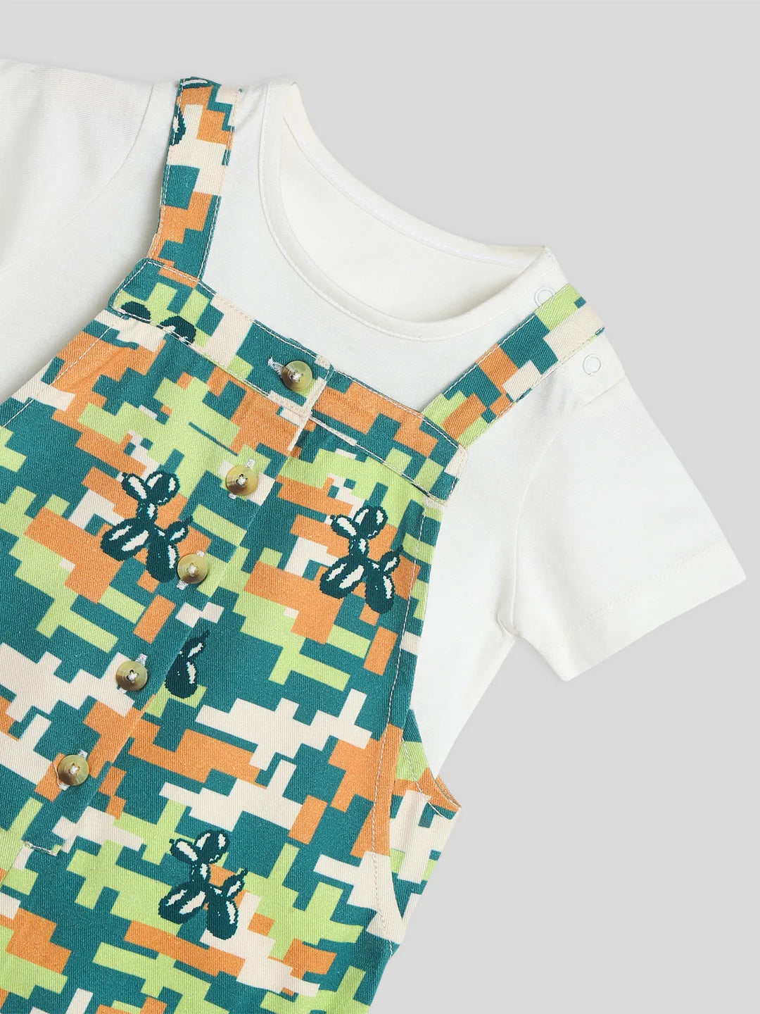 Printed Cotton Dungaree with Tee