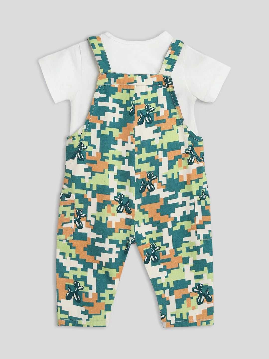 Printed Cotton Dungaree with Tee