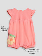 Flower Caterpillar Embroidered Cotton Romper