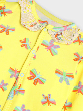 Butterfly Schiffli Collar Sleepsuit