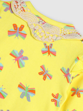Butterfly Schiffli Collar Sleepsuit