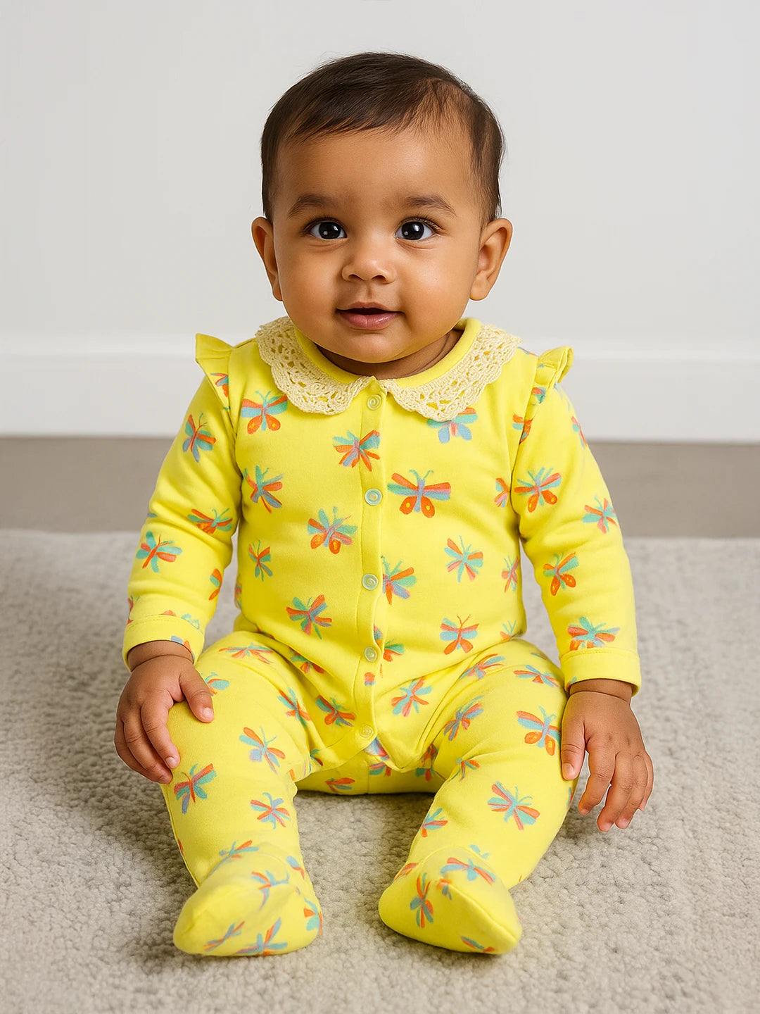 Butterfly Schiffli Collar Sleepsuit