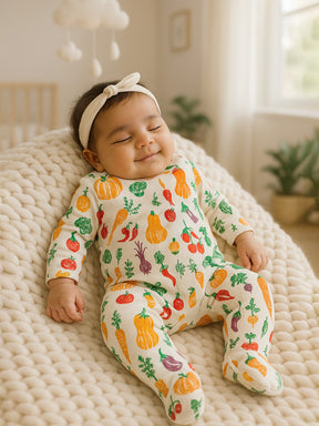Healthy Veggies Footed Cotton Sleepsuit