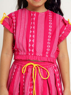 Pink Hibiscus Top & Skirt Set