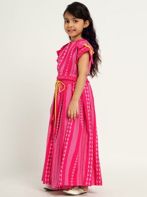 Pink Hibiscus Top & Skirt Set