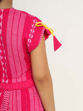 Pink Hibiscus Top & Skirt Set
