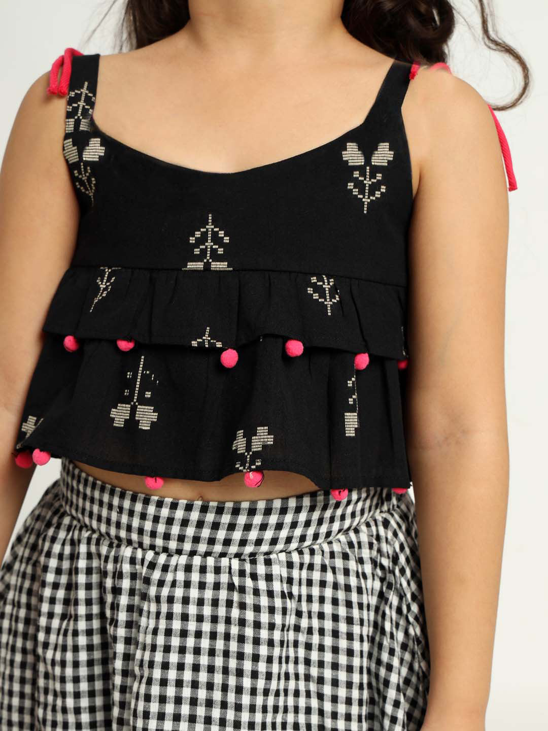 Black Gingham Skirt with Tulip Top