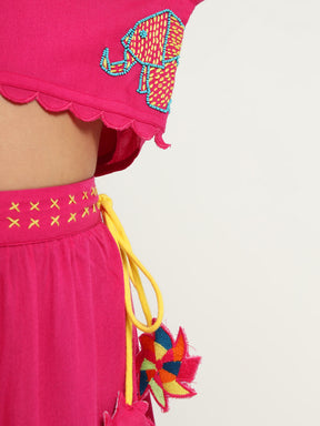 Beaded Haathi Top & Skirt Set